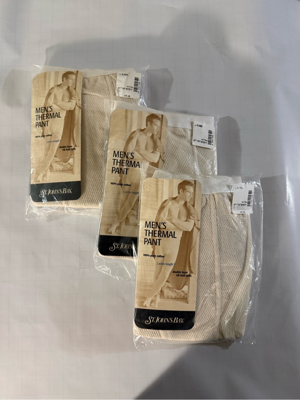 St. John's Bay lot of 3  Men's Thermal Pant - Cream Waffle Knit